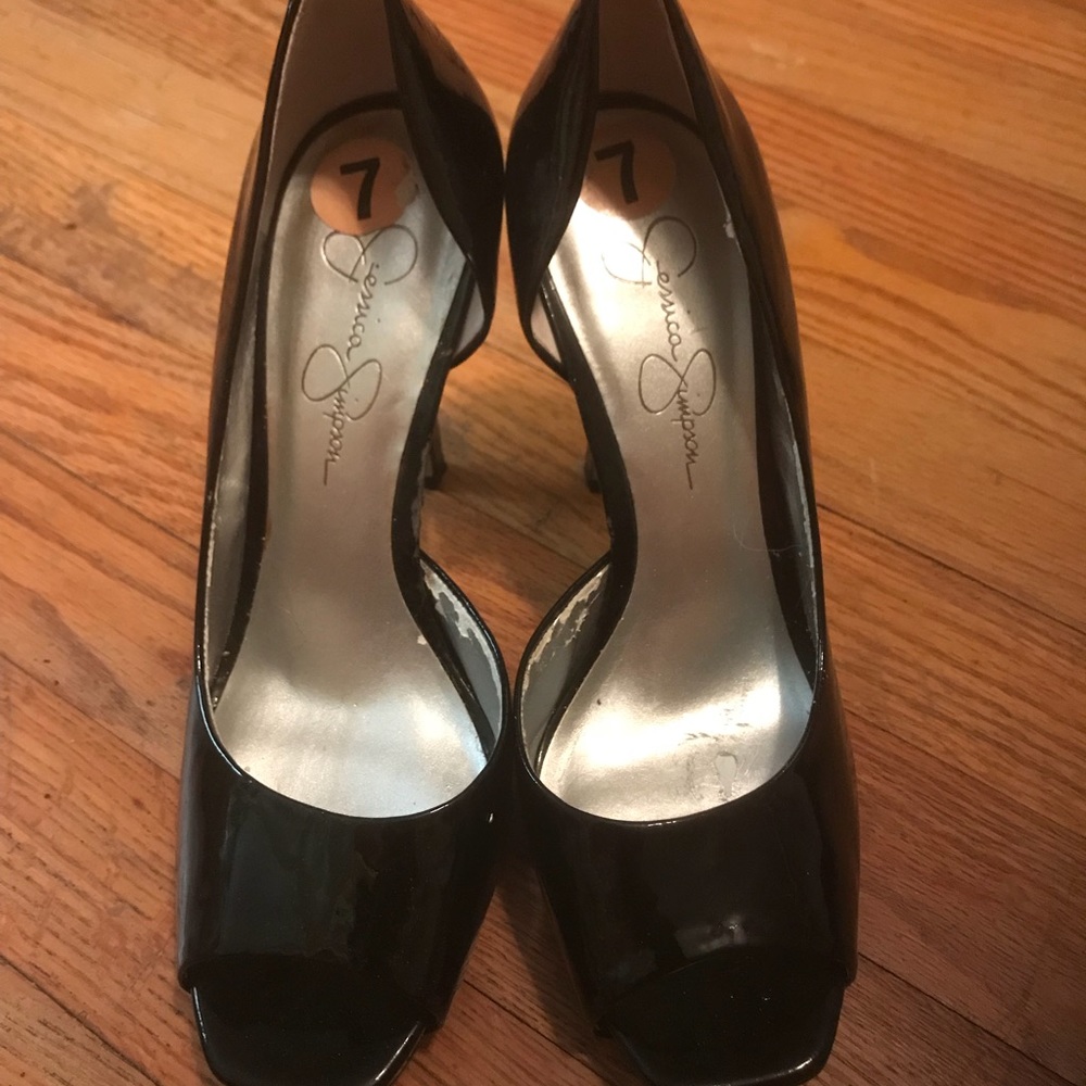 Jessica Simpson Patent Leather Black Peep Toe